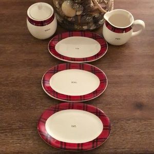 Rae Dunn-3 small plates and scoop and pour jar!
